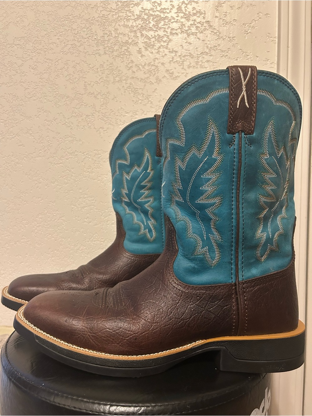 Men's Twisted X Brown & Teal Western Pull-On Boots